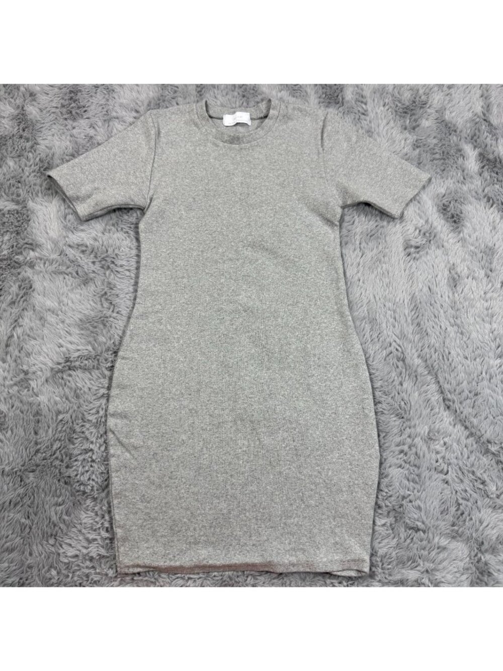 Oak + Fort Dress Women's M Gray Cotton T-Shirt Mini Bodycon Slim-Fit Stretch